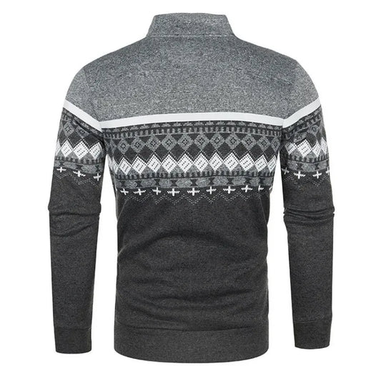 Men's Knitted Winter Print Cardigan Jacket