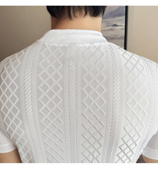 Men's Short Sleeve Slim Fit Designed Shirt