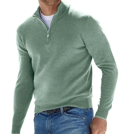 Men's Solid Color Half Zip V-neck Sweatshirt