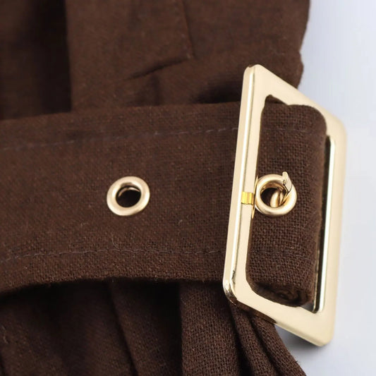 Embla - linen midi dress with a lapel collar