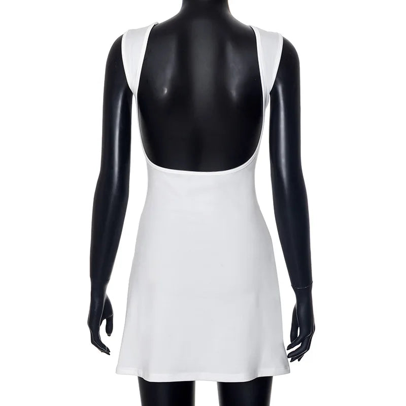 Keke -  Sleeveless Backless Slim Fit Mini Dress