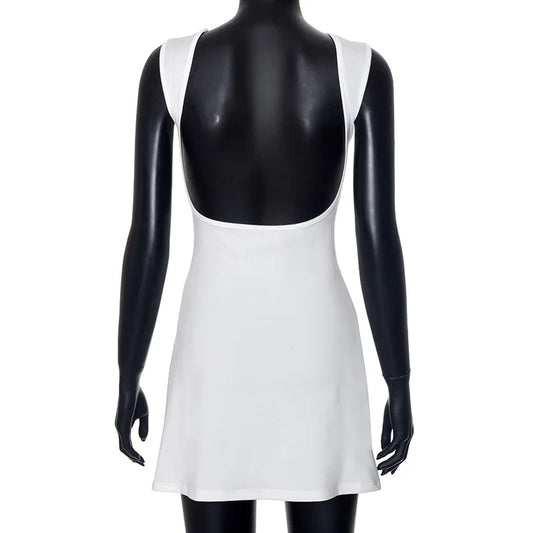 Keke -  Sleeveless Backless Slim Fit Mini Dress