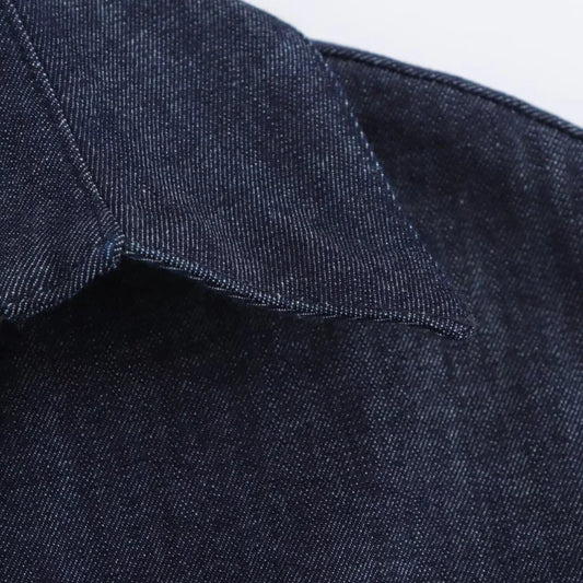 Morgane - denim midi dress with lapel side zipper