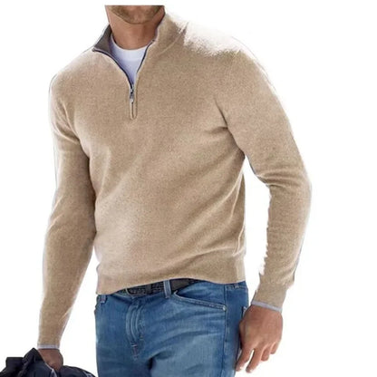 Чоловічий суцільний колір наполовину на блискавці v-neck sweetship
