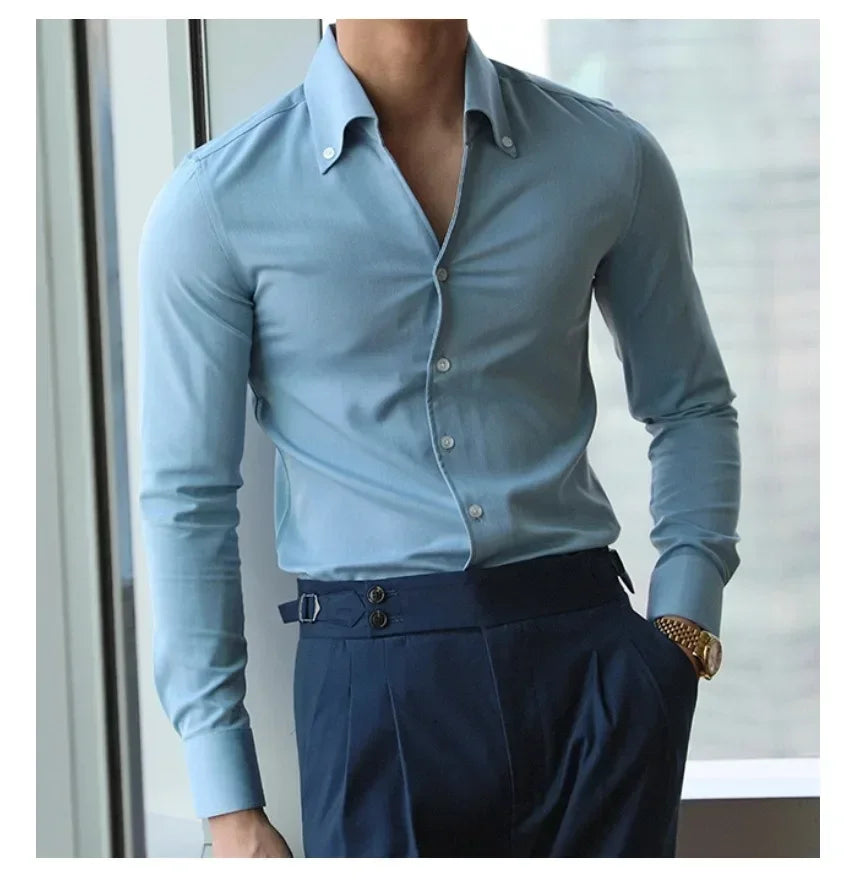 Men's Italian Wrinkle-free Slim-fit Collar Shirt