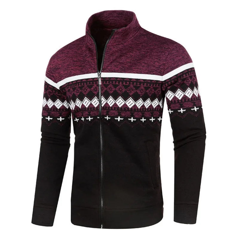 Men's Knitted Winter Print Cardigan Jacket