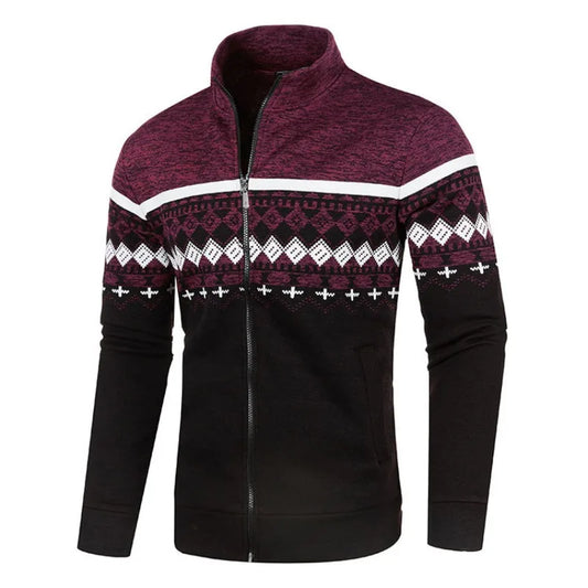 Men's Knitted Winter Print Cardigan Jacket