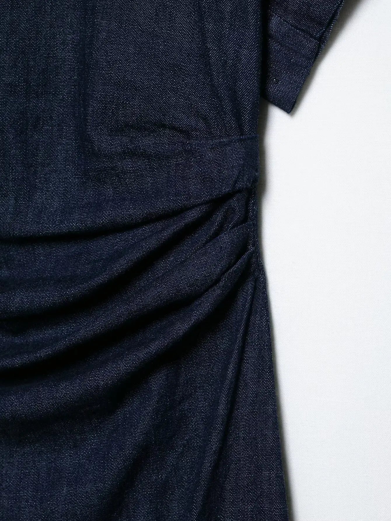 Valorie - short sleeve wide round neck slit hem dress