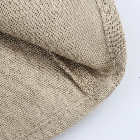 Embla - linen midi dress with a lapel collar