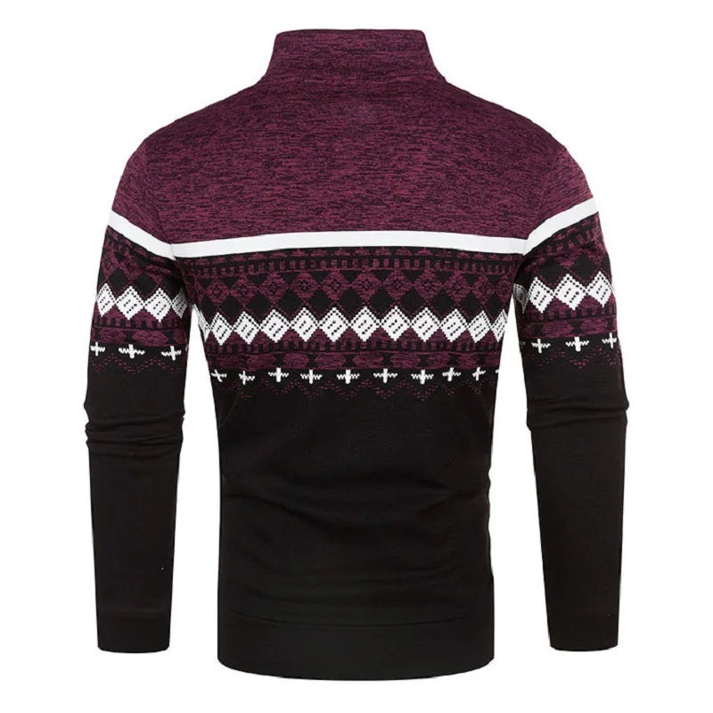 Men's Knitted Winter Print Cardigan Jacket