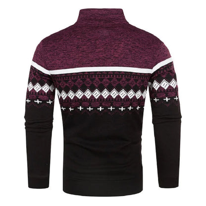Men's Knitted Winter Print Cardigan Jacket