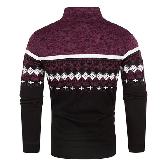Men's Knitted Winter Print Cardigan Jacket
