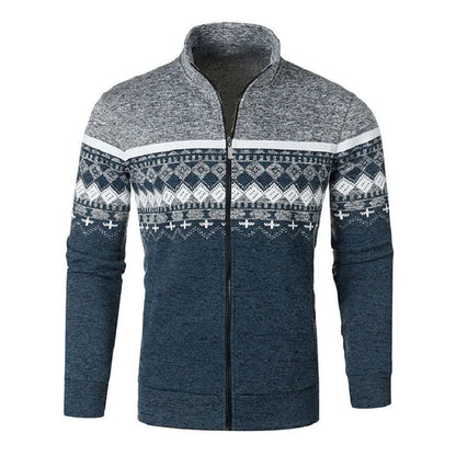 Men's Knitted Winter Print Cardigan Jacket