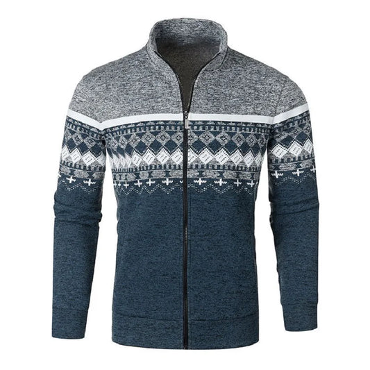 Men's Knitted Winter Print Cardigan Jacket
