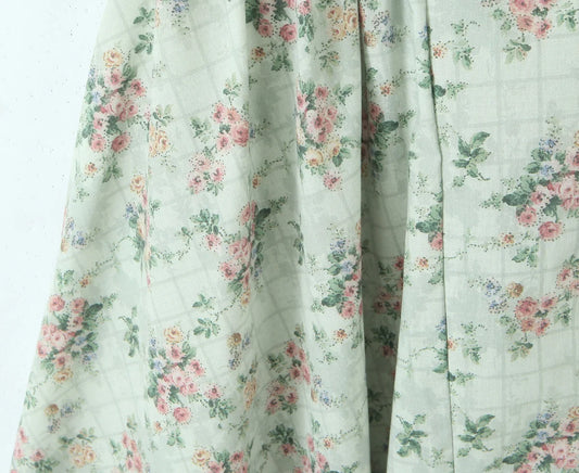 Aina - green floral print midi dress with spaghetti straps