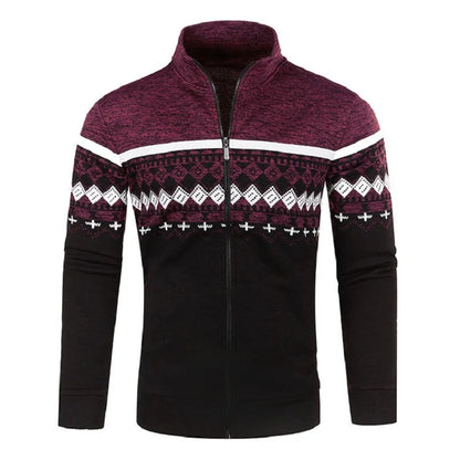 Men's Knitted Winter Print Cardigan Jacket
