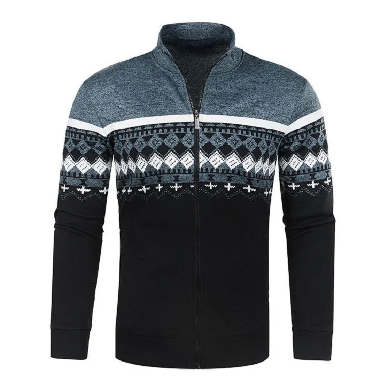 Men's Knitted Winter Print Cardigan Jacket