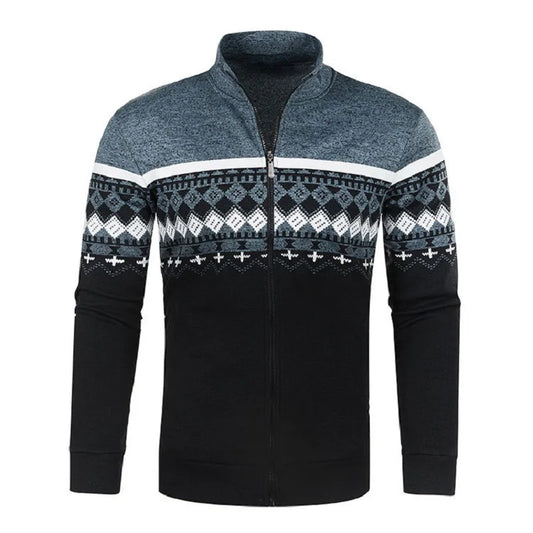 Men's Knitted Winter Print Cardigan Jacket