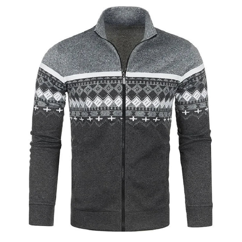 Men's Knitted Winter Print Cardigan Jacket