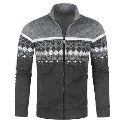 Men's Knitted Winter Print Cardigan Jacket