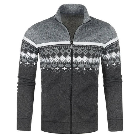 Men's Knitted Winter Print Cardigan Jacket
