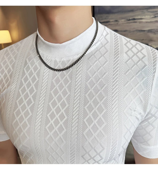 Men's Short Sleeve Slim Fit Designed Shirt