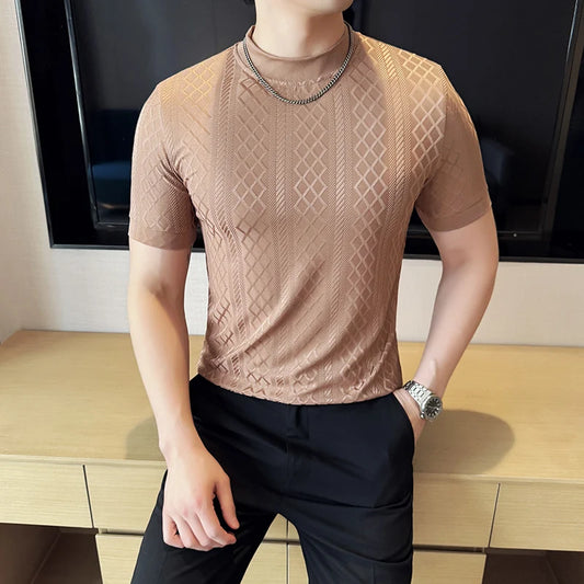 Men's Short Sleeve Slim Fit Designed Shirt