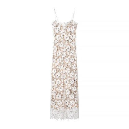 Misty - lace slip midi dress with embroider