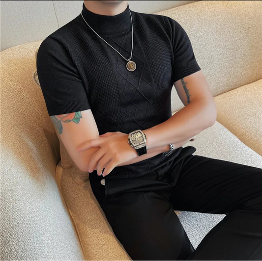 Men's Short Sleeve Turtleneck Sweaters
