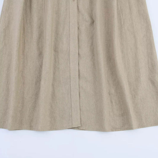 Embla - linen midi dress with a lapel collar