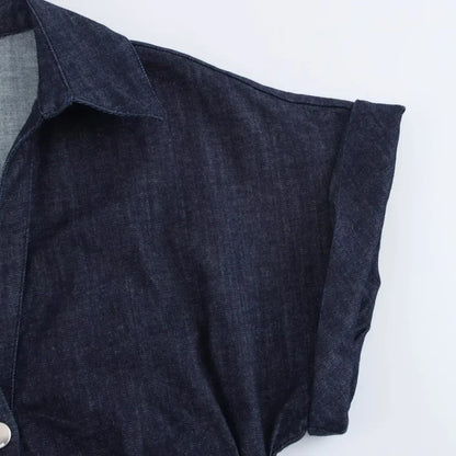 Morgane - denim midi dress with lapel side zipper