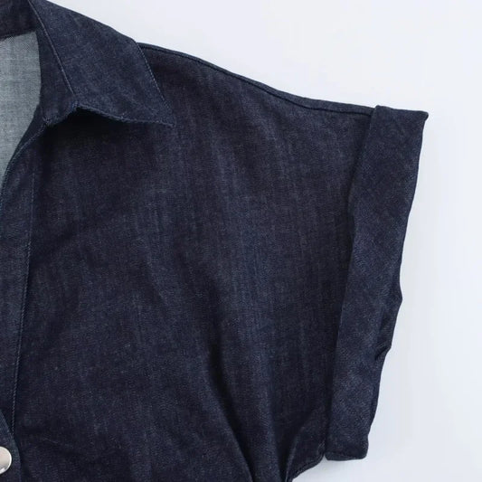 Morgane - denim midi dress with lapel side zipper