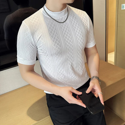 Men's Short Sleeve Slim Fit Designed Shirt