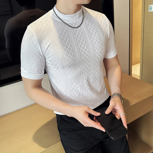 Men's Short Sleeve Slim Fit Designed Shirt