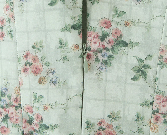 Aina - green floral print midi dress with spaghetti straps