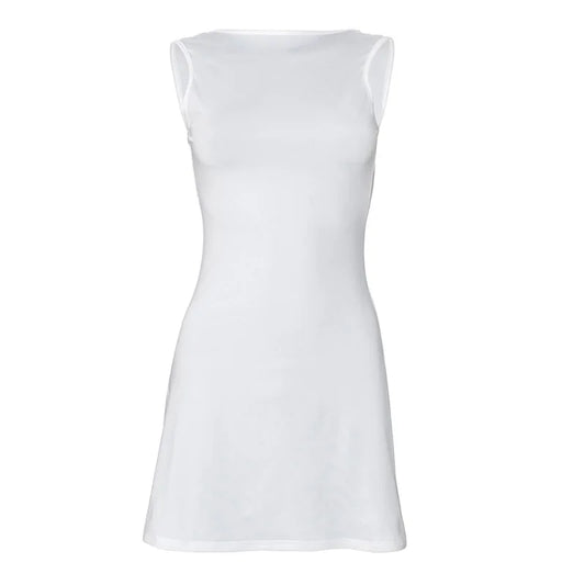Keke -  Sleeveless Backless Slim Fit Mini Dress