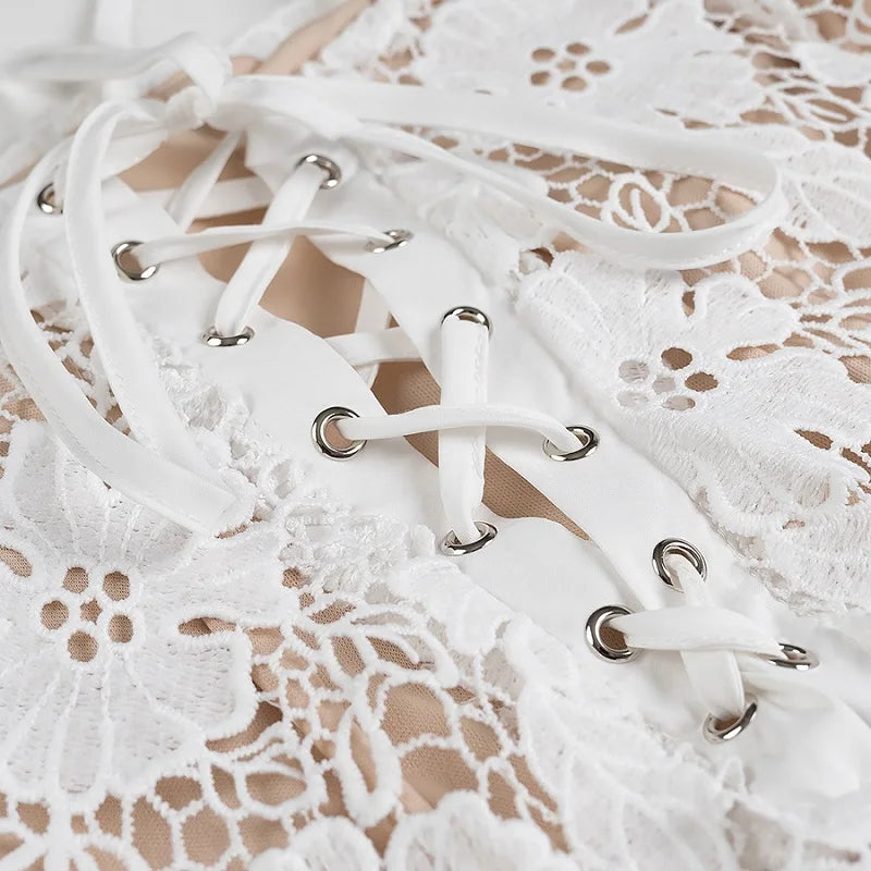 Misty - lace slip midi dress with embroider