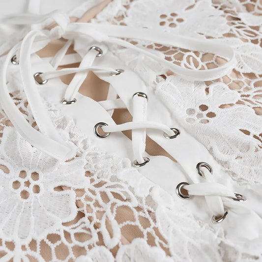 Misty - lace slip midi dress with embroider