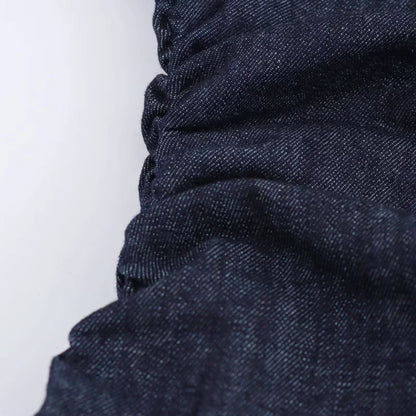 Morgane - denim midi dress with lapel side zipper
