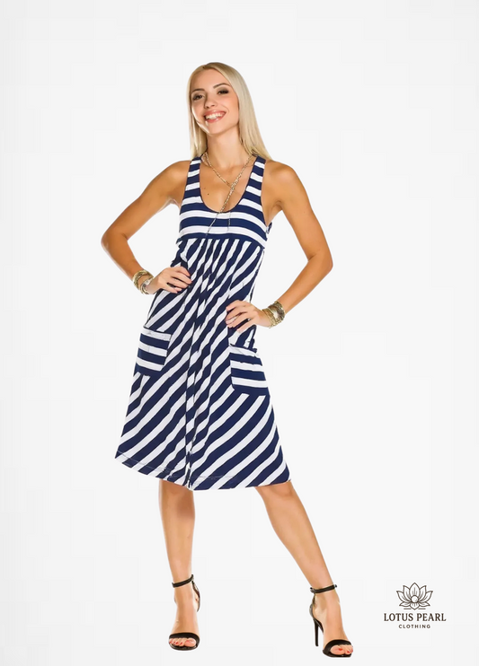 Catharina - Fashion striped simple sleeveless summer dress