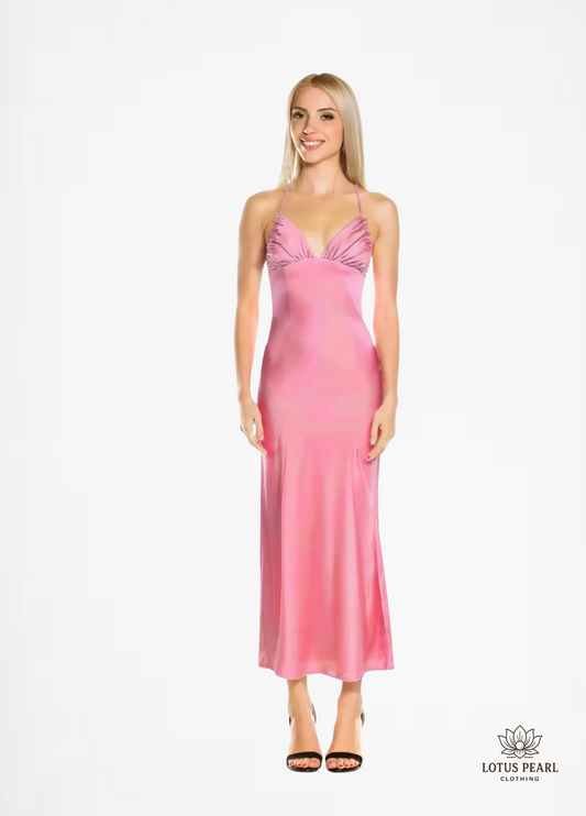 Trudy - V-neck backless long dress