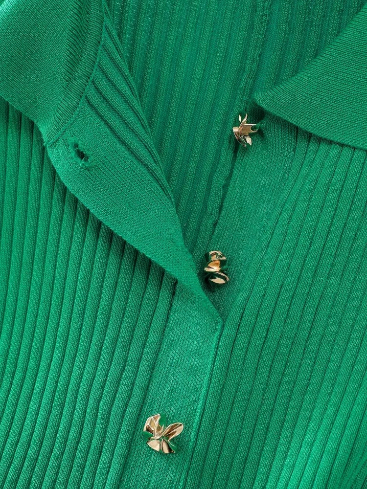 Wilhelmina - Knitted Green Dress - Lotus Pearl Clothing,  -  []