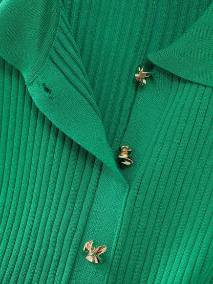 Wilhelmina - Knitted Green Dress - Lotus Pearl Clothing,  -  []