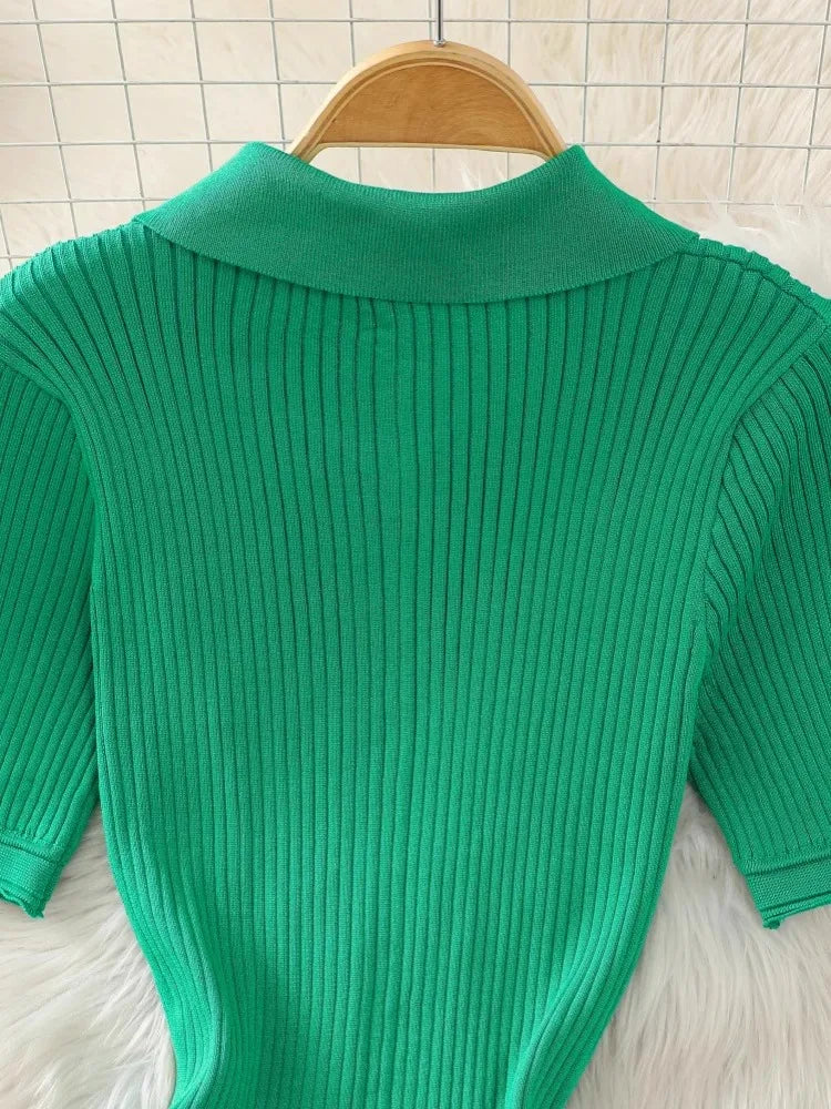 Wilhelmina - Knitted Green Dress - Lotus Pearl Clothing,  -  []
