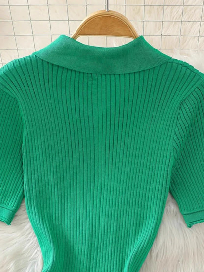 Wilhelmina - Knitted Green Dress - Lotus Pearl Clothing,  -  []