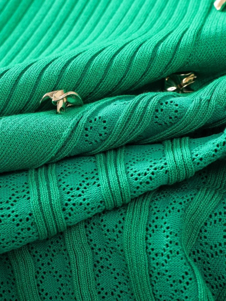 Wilhelmina - Knitted Green Dress - Lotus Pearl Clothing,  -  []