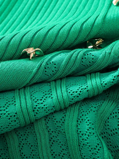 Wilhelmina - Knitted Green Dress - Lotus Pearl Clothing,  -  []
