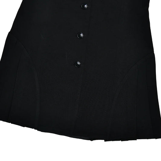 Cassandra -  Single Breasted V Neck Ruffles Mini Pleated Dress - Lotus Pearl Clothing,  -  []
