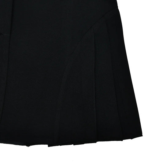 Cassandra -  Single Breasted V Neck Ruffles Mini Pleated Dress - Lotus Pearl Clothing,  -  []