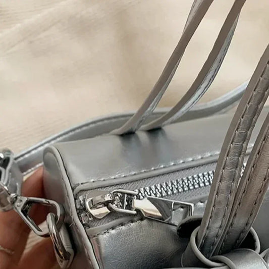 Exquisite Bow Glossy Boston Bag - Lotus Pearl Clothing,  -  []